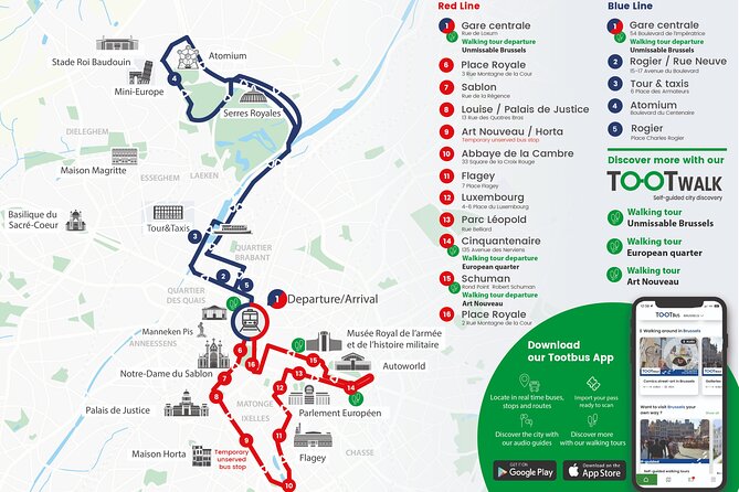 Brussels Tootbus Discovery Hop On Hop Off Bus and walking tours - Comfort on an electric sightseeing bus