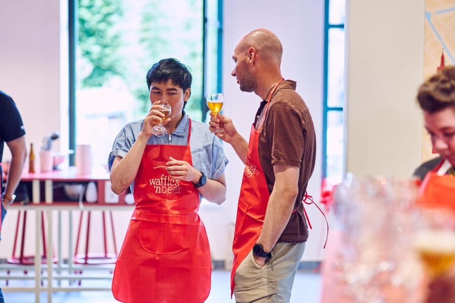 Ghent: Belgian Waffle-Making Workshop with Beer Tasting - Baking your own waffles